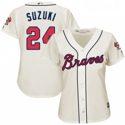 Womens Majestic Atlanta Braves 24 Kurt Suzuki Authentic Cream Alternate 2 Cool Base MLB Jersey