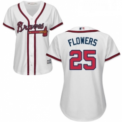 Womens Majestic Atlanta Braves 25 Tyler Flowers Authentic White Home Cool Base MLB Jersey