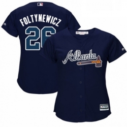 Womens Majestic Atlanta Braves 26 Mike Foltynewicz Authentic Blue Alternate Road Cool Base MLB Jersey 