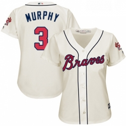 Womens Majestic Atlanta Braves 3 Dale Murphy Replica Cream Alternate 2 Cool Base MLB Jersey