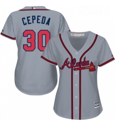 Womens Majestic Atlanta Braves 30 Orlando Cepeda Replica Grey Road Cool Base MLB Jersey