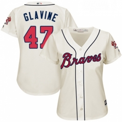 Womens Majestic Atlanta Braves 47 Tom Glavine Authentic Cream Alternate 2 Cool Base MLB Jersey