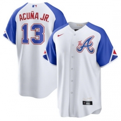 Youth Atlanta Braves 13 Ronald Acu F1a Jr  White 2023 City Connect Stitched Baseball Jersey