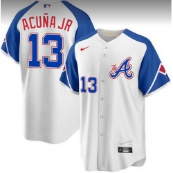Youth Atlanta Braves 13 Ronald Acu F1a Jr  White 2023 City Connect With Patch Stitched Baseball Jersey