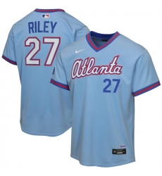 Youth Atlanta Braves  27 Austin Riley Powder Blue 2026 City Connect Stadium Stitched Baseball Jersey