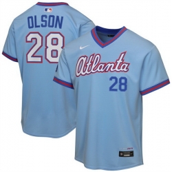 Youth Atlanta Braves  28 Matt Olson Powder Blue 2026 City Connect Stadium Stitched Baseball Jersey