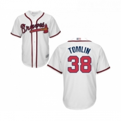 Youth Atlanta Braves 38 Josh Tomlin Replica White Home Cool Base Baseball Jersey 