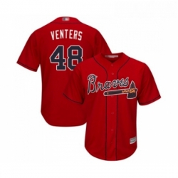 Youth Atlanta Braves 48 Jonny Venters Replica Red Alternate Cool Base Baseball Jersey 