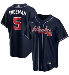 Youth Atlanta Braves 5 Freddie Freeman Navy Cool Base Stitched Jersey