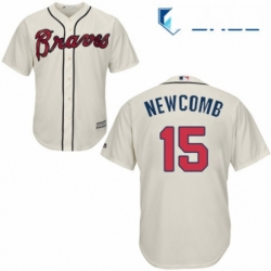 Youth Majestic Atlanta Braves 15 Sean Newcomb Replica Cream Alternate 2 Cool Base MLB Jersey 