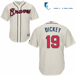 Youth Majestic Atlanta Braves 19 RA Dickey Replica Cream Alternate 2 Cool Base MLB Jersey