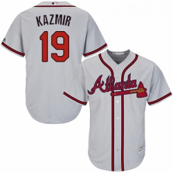 Youth Majestic Atlanta Braves 19 Scott Kazmir Authentic Grey Road Cool Base MLB Jersey 