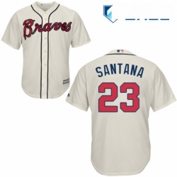 Youth Majestic Atlanta Braves 23 Danny Santana Authentic Cream Alternate 2 Cool Base MLB Jersey 