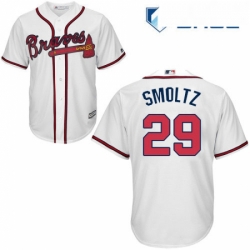 Youth Majestic Atlanta Braves 29 John Smoltz Authentic White Home Cool Base MLB Jersey