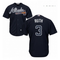 Youth Majestic Atlanta Braves 3 Babe Ruth Replica Blue Alternate Road Cool Base MLB Jersey