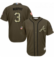 Youth Majestic Atlanta Braves 3 Dale Murphy Replica Green Salute to Service MLB Jersey