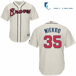 Youth Majestic Atlanta Braves 35 Phil Niekro Authentic Cream Alternate 2 Cool Base MLB Jersey