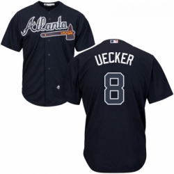 Youth Majestic Atlanta Braves 8 Bob Uecker Authentic Blue Alternate Road Cool Base MLB Jersey