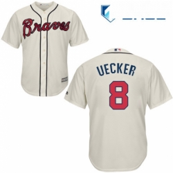 Youth Majestic Atlanta Braves 8 Bob Uecker Replica Cream Alternate 2 Cool Base MLB Jersey