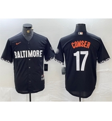 Men Baltimore Orioles 17 Colton Cowser Black 2023 City Connect Cool Base Stitched Baseball Jersey