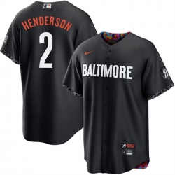 Men Baltimore Orioles 2 Gunnar Henderson Black 2023 City Connect Cool Base Stitched Baseball Jersey
