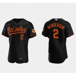 Men Baltimore Orioles 2 Gunnar Henderson Black Flex Base Stitched Baseball Jersey