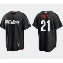 Men Baltimore Orioles 21 Austin Hays Black 2023 City Connect Cool Base Stitched Baseball Jersey
