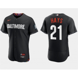 Men Baltimore Orioles 21 Austin Hays Black 2023 City Connect Flex Base Stitched Baseball Jersey
