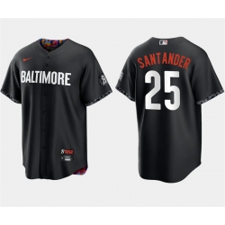 Men Baltimore Orioles 25 Anthony Santander Black 2023 City Connect Cool Base Stitched Baseball Jersey