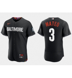 Men Baltimore Orioles 3 Jorge Mateo Black 2023 City Connect Flex Base Stitched Baseball Jersey
