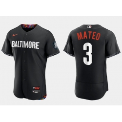 Men Baltimore Orioles 3 Jorge Mateo Black 2023 City Connect Flex Base Stitched Baseball Jersey