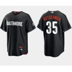 Men Baltimore Orioles 35 Adley Rutschman Black 2023 City Connect Cool Base Stitched Baseball Jersey