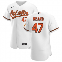 Men Baltimore Orioles 47 John Means Men Nike White Home 2020 Flex Base Player MLB Jersey