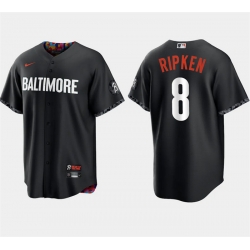 Men Baltimore Orioles 8 Cal Ripken Jr  Black 2023 City Connect Cool Base Stitched Baseball Jersey