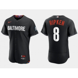 Men Baltimore Orioles 8 Cal Ripken Jr  Black 2023 City Connect Flex Base Stitched Baseball Jersey