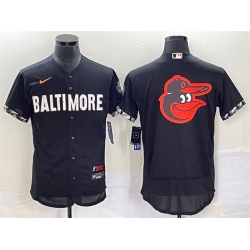 Men Baltimore Orioles Big Logo In Back Black 2023 City Connect Flex Base Stitched Baseball Jersey