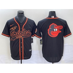 Men Baltimore Orioles Black Team Big Logo Cool Base Stitched Jersey