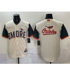 Men Baltimore Orioles Team Big Logo Natural 2026 City Connect Stadium Stitched Baseball Jersey