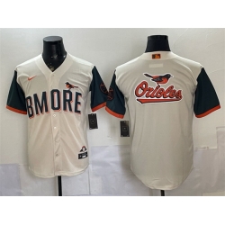 Men Baltimore Orioles Team Big Logo Natural 2026 City Connect Stadium Stitched Baseball Jersey