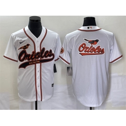 Men Baltimore Orioles White Team Big Logo Cool Base Stitched JerseyS