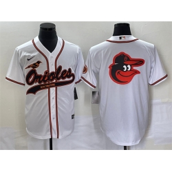 Men Baltimore Orioles White Team Big Logo Cool Base Stitched Jersey