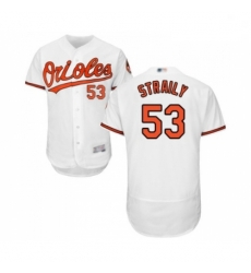 Mens Baltimore Orioles 53 Dan Straily White Home Flex Base Authentic Collection Baseball Jersey