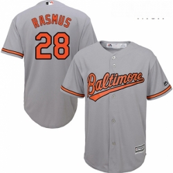 Mens Majestic Baltimore Orioles 28 Colby Rasmus Replica Grey Road Cool Base MLB Jersey 