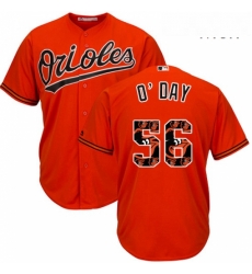 Mens Majestic Baltimore Orioles 56 Darren ODay Authentic Orange Team Logo Fashion Cool Base MLB Jersey
