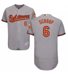 Mens Majestic Baltimore Orioles 6 Jonathan Schoop Grey Road Flex Base Authentic Collection MLB Jersey