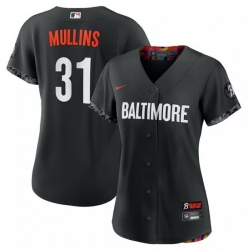 Women Baltimore Orioles 31 Cedric Mullins Black 2023 City Connect Stitched Baseball Jersey