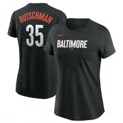 Women Baltimore Orioles 35 Adley Rutschman Black 2023 City Connect Name  26 Number T Shirt