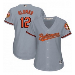 Womens Majestic Baltimore Orioles 12 Roberto Alomar Replica Grey Road Cool Base MLB Jersey 