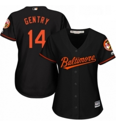 Womens Majestic Baltimore Orioles 14 Craig Gentry Replica Black Alternate Cool Base MLB Jersey 