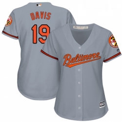 Womens Majestic Baltimore Orioles 19 Chris Davis Replica Grey Road Cool Base MLB Jersey